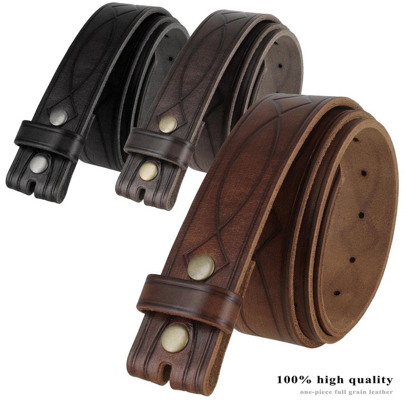 Belts.com 382000 Genuine One Piece Full Grain Leather Hand Tooled Engraved Belt Strap 1-1/2" Wide (Brown, 36) - Image 2